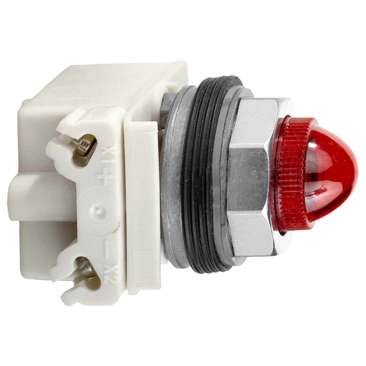 Pilot light, Harmony 9001K, metal, polycarbonate, domed, red, 30mm, 120V