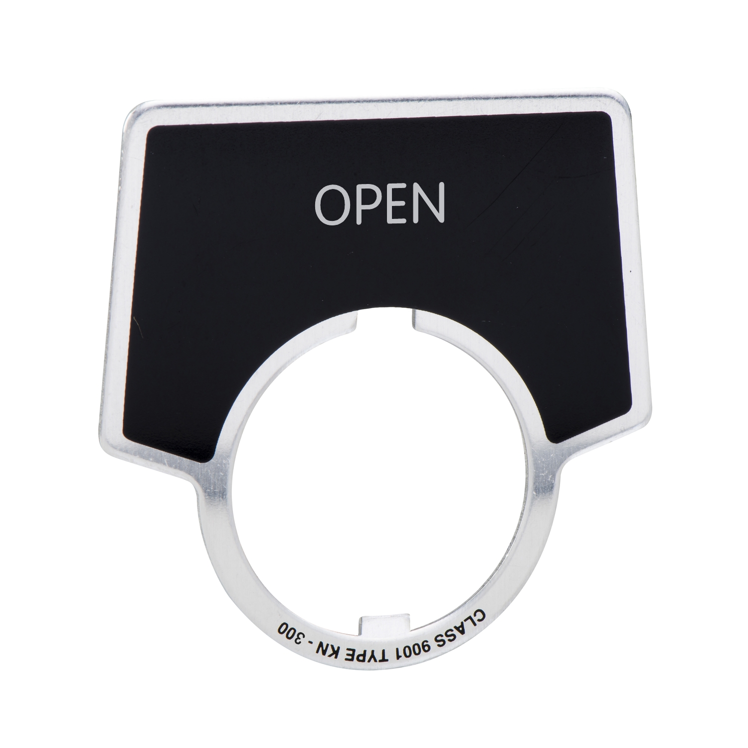 Harmony 9001K, Harmony 9001SK, legend, 30mm, aluminium, black with silver letters, 44x50mm, marking OPEN