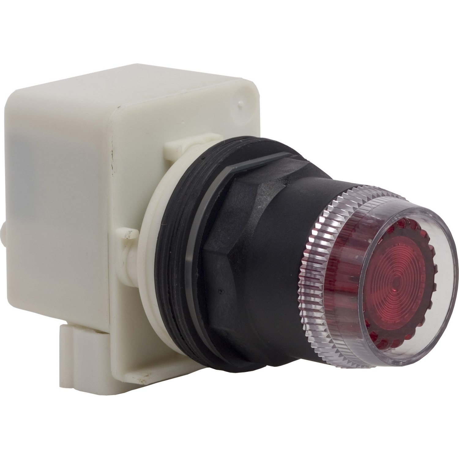 Illuminated push-button head, Harmony 9001SK, plastic, plastic guard flush, red, 30mm, spring return, 110-120V
