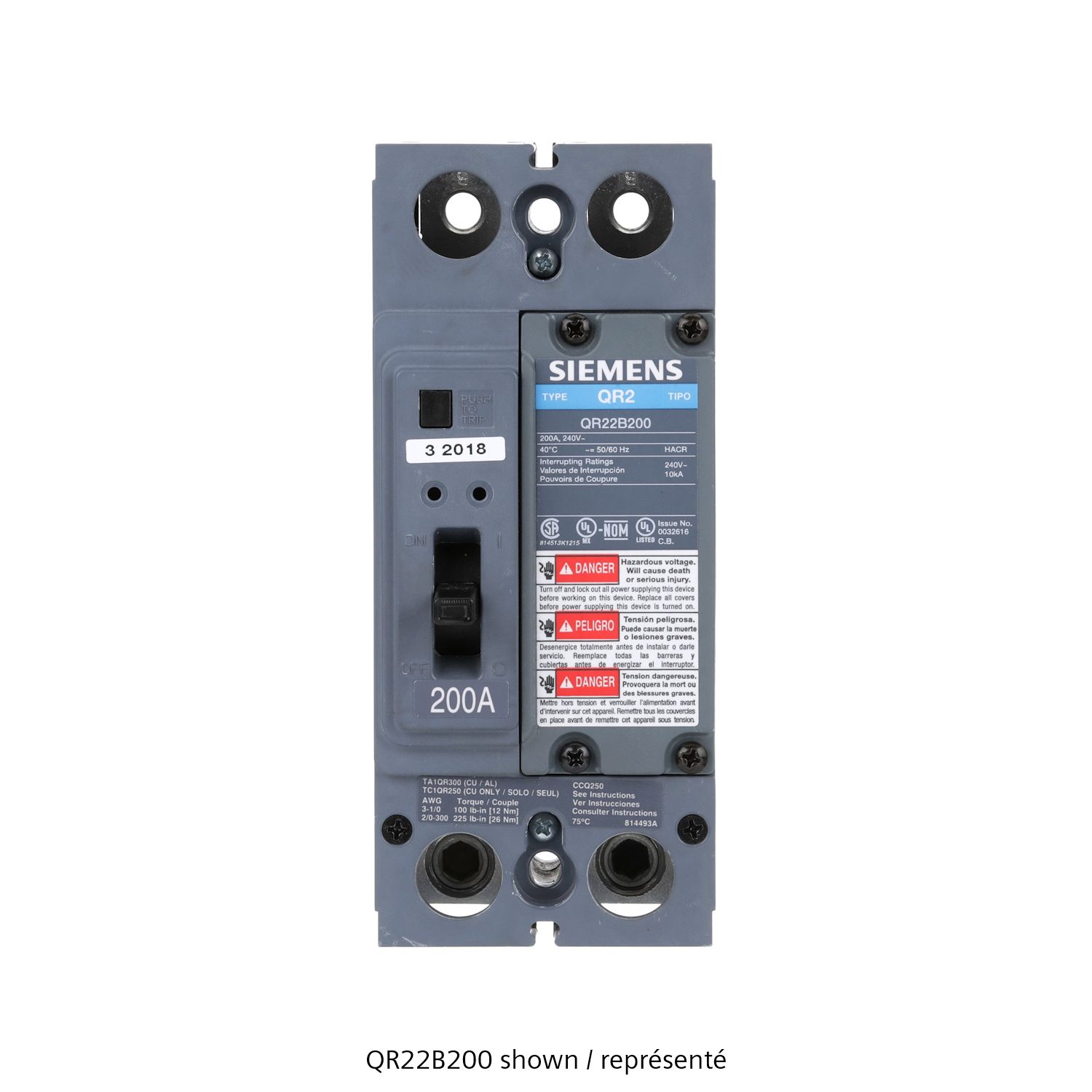 Product image for Siemens QR22B100 QR MCCB,10kA@24