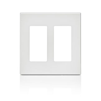 Product image for Leviton 80309-SW 4.56 x 0.22 x 4.5 Inch 2-Gang Smooth White Polycarbonate Snap-On Screwless Standard Wallplate