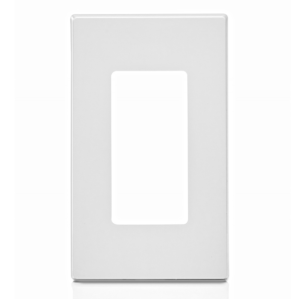 Product image for Leviton 80301-SW 2.75 x 0.25 x 4.6 Inch 1-Gang Smooth White Polycarbonate Snap-On Screwless Standard Decorator Wallplate