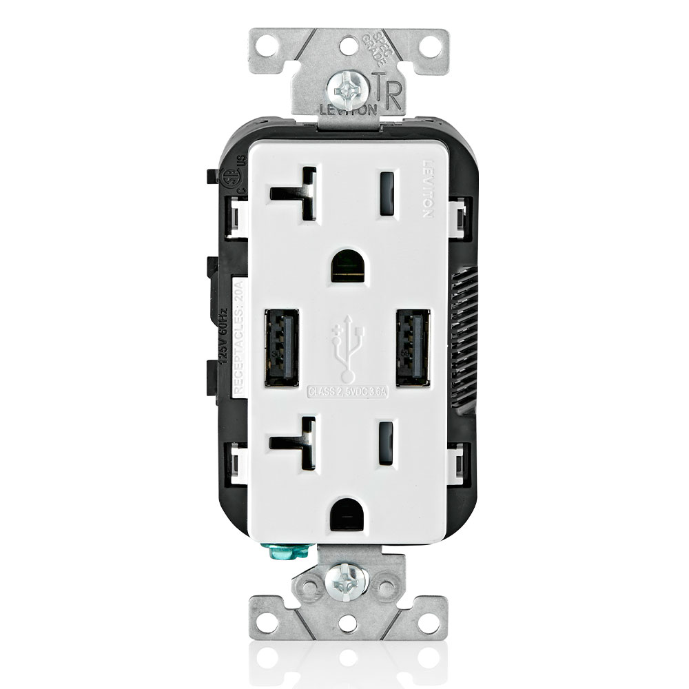 Product image for LEV T5832-W WH COMBI DUP REC/USB CH