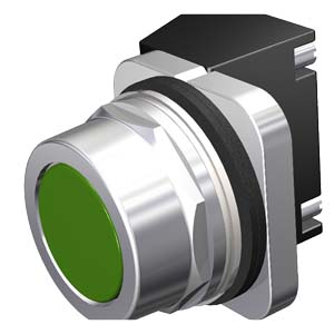 Product image for Siemens 52PA8A3KP 30 mm 600 Volt 12 Amp 1NO 2-Position Momentary Green Metal Bezel Non-Illuminated Push Button