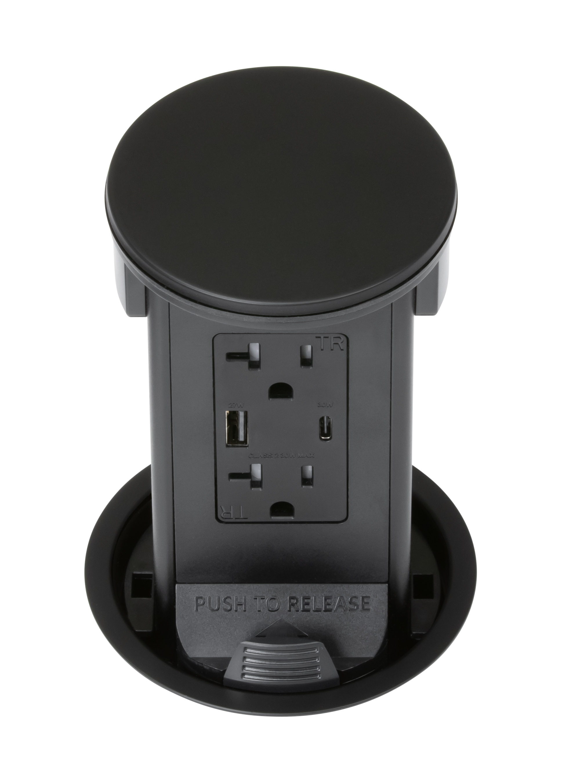 lew PUR20GACD-WT LEW ROUND POPUP WHITE 20A GFI & AC-USB