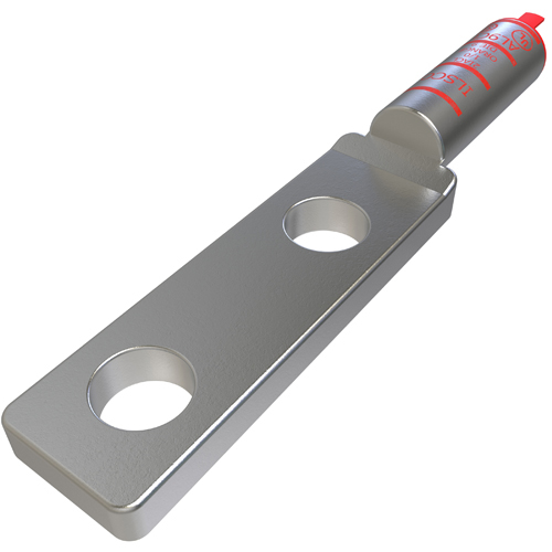 Product image for Ilsco 2IACL-1/0 SureCrimp® Aluminum Compression Lug, Dual Rated, Conductor Size 1/0, 2 Holes, 1/2in Bolt Size, 1-3/4in Hole Spacing, No Sight Window, Narrow Tang, Tin Plated, UL, CSA