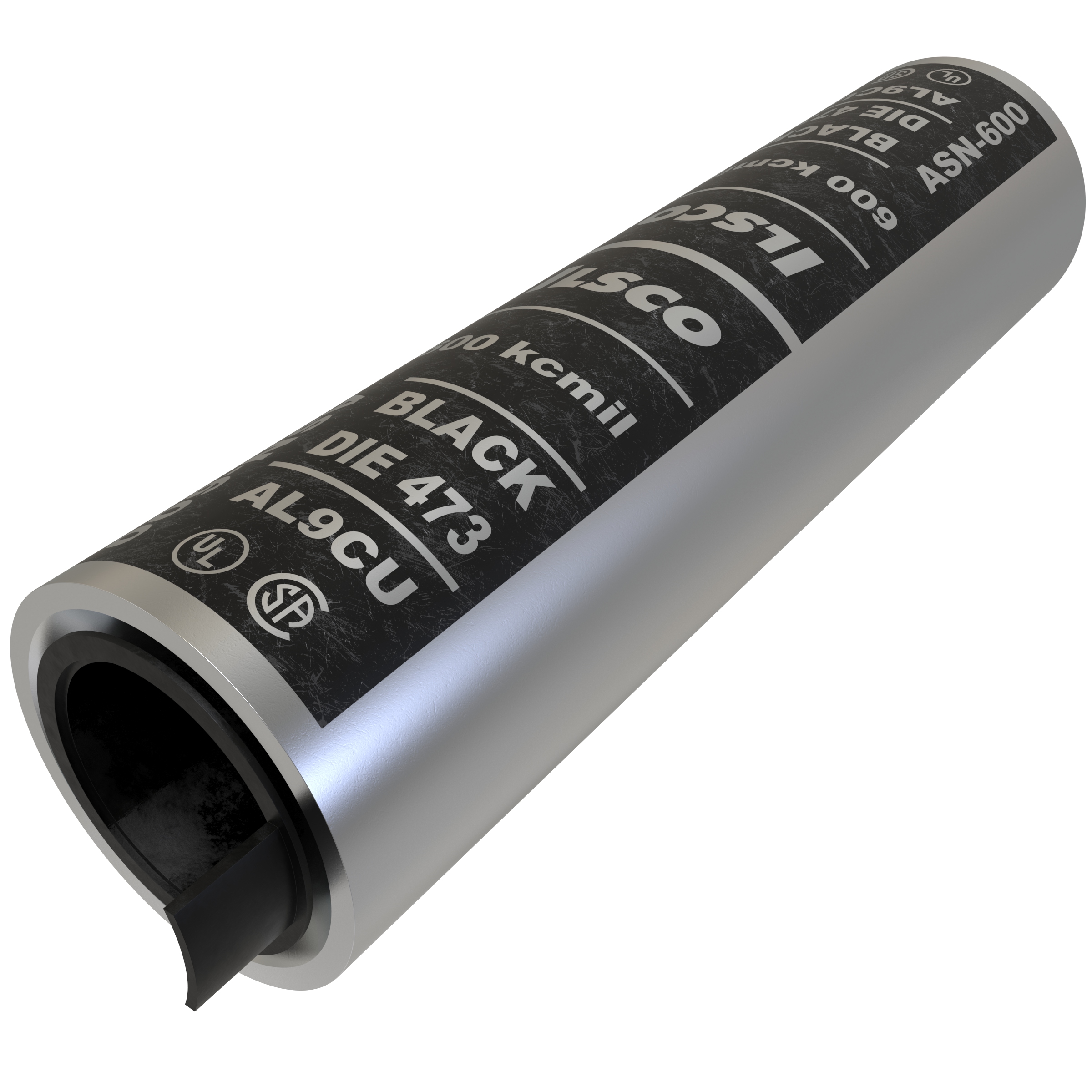 Product image for Ilsco ASN-600 SureCrimp® Aluminum Compression Sleeve, Conductor Size 600, Tin Plated, UL, CSA