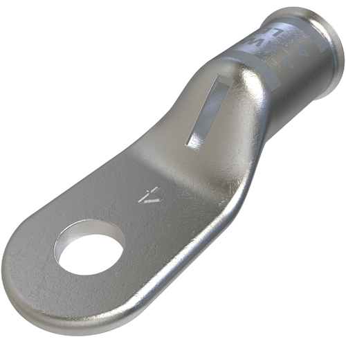 Product image for Ilsco CRA-4-10M Copper Mining Lug, Conductor Size 4, 1 Hole, #10 Bolt Size, Standard Barrel, Sight Window, Tin Plated, UL, CSA