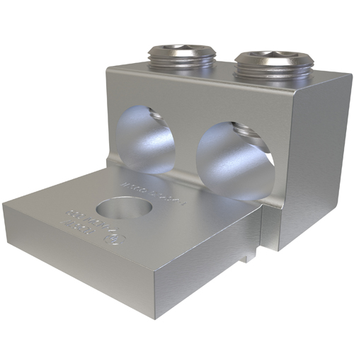 Product image for Ilsco ATAU-600-12 Aluminum Anti-Turn Mechanical Lug, Conductor Range 600-2, 2 Conductors, 1/2in Bolt Size, Tin Plated, UL, CSA