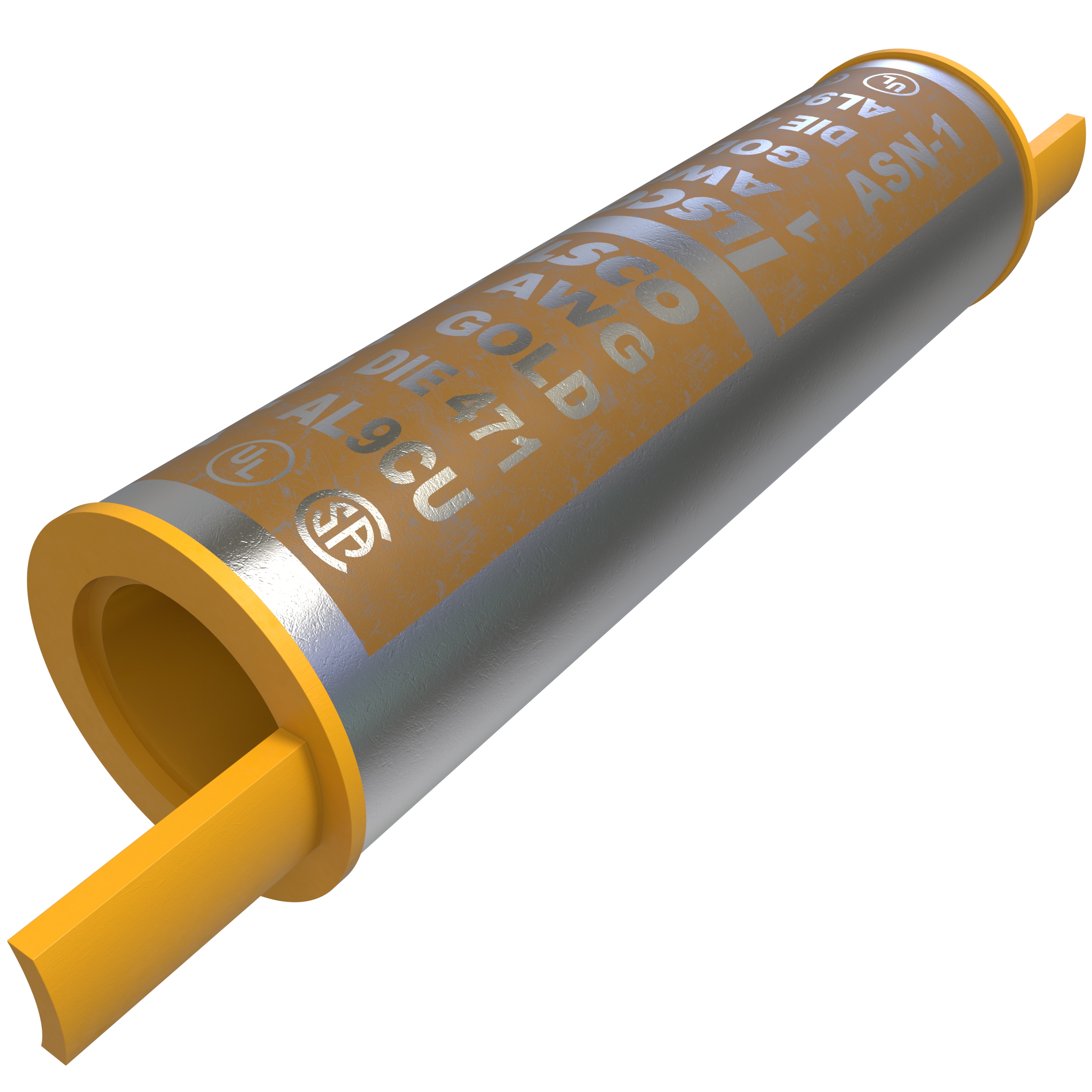 Product image for Ilsco ASN-1 SureCrimp® Aluminum Compression Sleeve, Conductor Size 1, Tin Plated, UL, CSA