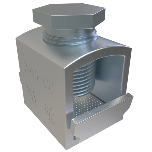 Product image for Ilsco D-2740 Copper Box-Type Mechanical Lug with Pressure Plate, Conductor Range 4/0-2, 1 Hole, Round Boss