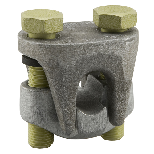 Product image for Ilsco DBA-1000S Aluminum Two-Bolt Split Bolt, Dual Rated, Main Conductor Range 1000-500, Tap Range 1000-3/0, Wax Plated, Includes Spacer Bar