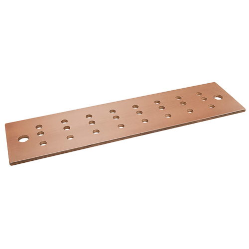 Product image for Ilsco BBFC-4-16-24 Copper Grounding Bus Bar, 4in Wide, 16in Length, 24 Mounting Points