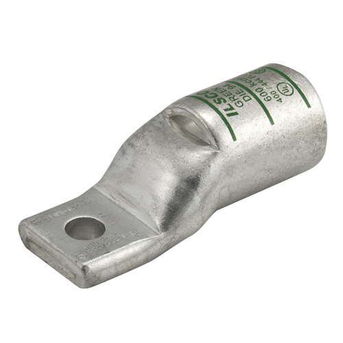 Product image for Ilsco CSWN-600-38 SureCrimp® Copper Compression Lug, Conductor Size 600, 1 Hole, 3/8in Bolt Size, Standard Barrel, Sight Window, Narrow Tang, Tin Plated, UL, CSA