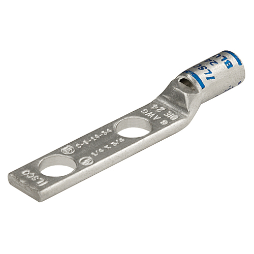 Product image for Ilsco CSWD-6-14-34 SureCrimp® Copper Compression Lug, Conductor Size 6, 2 Holes, 1/4in Bolt Size, 3/4in Hole Spacing, Standard Barrel, Sight Window, Tin Plated, UL, CSA