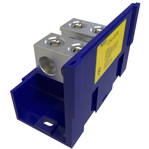 Product image for Ilsco LDAU-22-350 Snapbloc Power Distribution Block, Modular Design, Dual Rated, Line Conductor Range 350-6, Load Range 350-6, 2 Ports Per Pole Line Side, 2 Ports Per Pole Load Side, Adder Block, UL, CSA