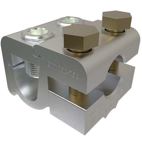 Product image for Ilsco GTT-750-750 Aluminum T Tap Connector, Dual Rated, Main Conductor Range 750-500, Tap Range 750-600, Tin Plated, UL, CSA