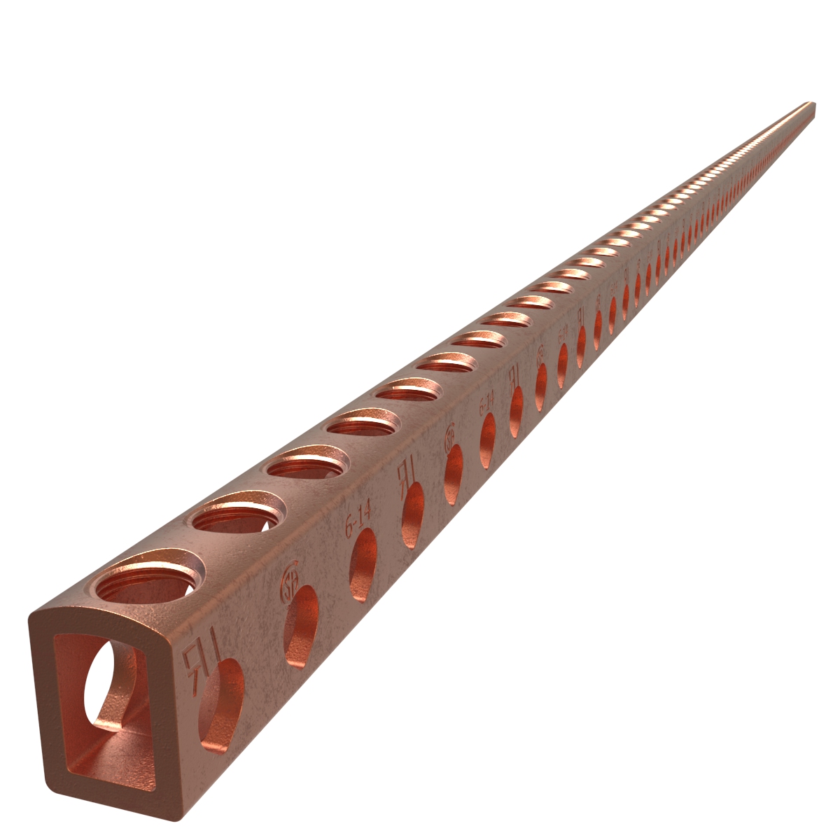 Product image for Ilsco N-87 Copper Ground Bar, Conductor Range 6-14, 87 ports, UL