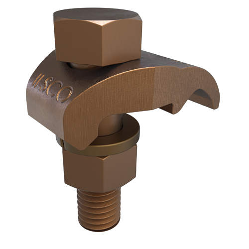 Product image for Ilsco GMS-3 Permaground Copper Ground Clamp to Surface, Conductor Range 250-2/0 Sol, 1 Conductor, 1 Bolt, 1/2in Bolt Size, Single Plate, UL