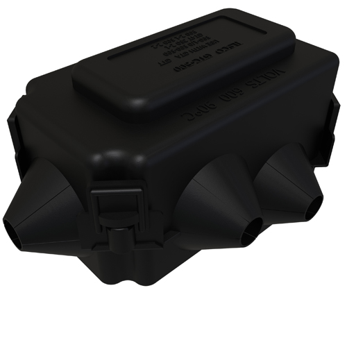 Product image for Ilsco GTT-500-500-W/C Aluminum T Tap Connector, Dual Rated, Main Conductor Range 500-350, Tap Range 500-2, Tin Plated, UL, CSA, Includes Cover