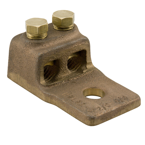 Product image for Ilsco H2L-13-1 Cast Bronze Mechanical Lug, Conductor Range 2/0-1, 2 Ports, 1 Hole, 1/2in Bolt Size, UL
