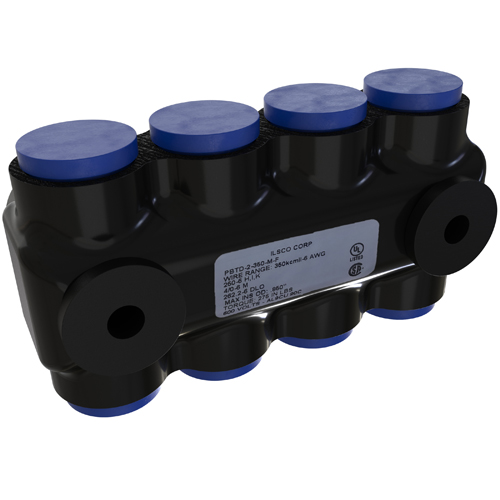 Product image for Ilsco PBTD-2-350-M-F Nimbus4Flex Insulated Flexible Aluminum Multi-Tap Connector, Conductor Range 350-6, Flex 250-6 H,I,K 4/0-4 M 262.2-4 DLO, 2 Ports, Dual Sided Entry, Mountable, Tin Plated, UL, CSA