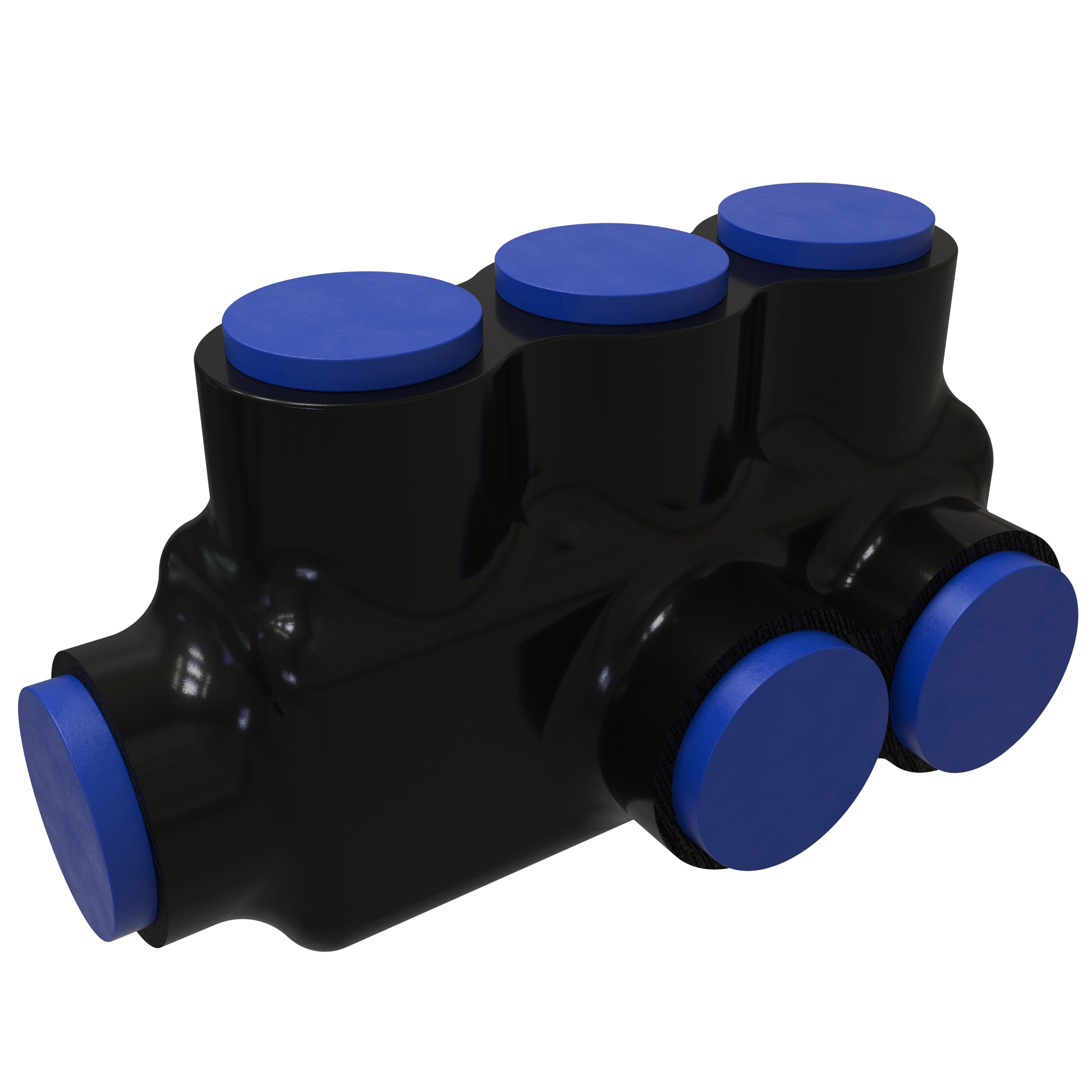 Product image for ILSCO PBTL-3-350-F 4.31 x 2.57 x 2.58 Inch Black Cover Blue Cap Plastisol Flexible Multi-Tap Connector