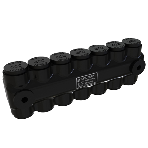 Product image for Ilsco PBTD-5-500-M Nimbus Insulated Aluminum Multi-Tap Connector, Conductor Range 600-4, 5 Ports, Dual Sided Entry, Mountable, Tin Plated, UL, CSA