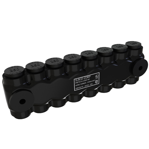 Product image for ILSCO PBTD-6-250-M UL/CSA Listed 250 MCM 6 AWG 6-Port Aluminum Insulated Mountable Mechanical Connector