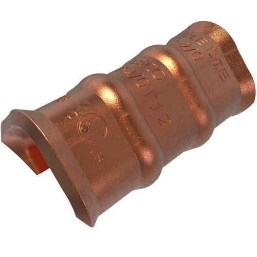 Product image for Ilsco TWCTR2/0T12 Permaground Copper Thin Wall C-Tap, Main Conductor Range 2/0-1, Tap Range 1-12, Purple Color Code, UL