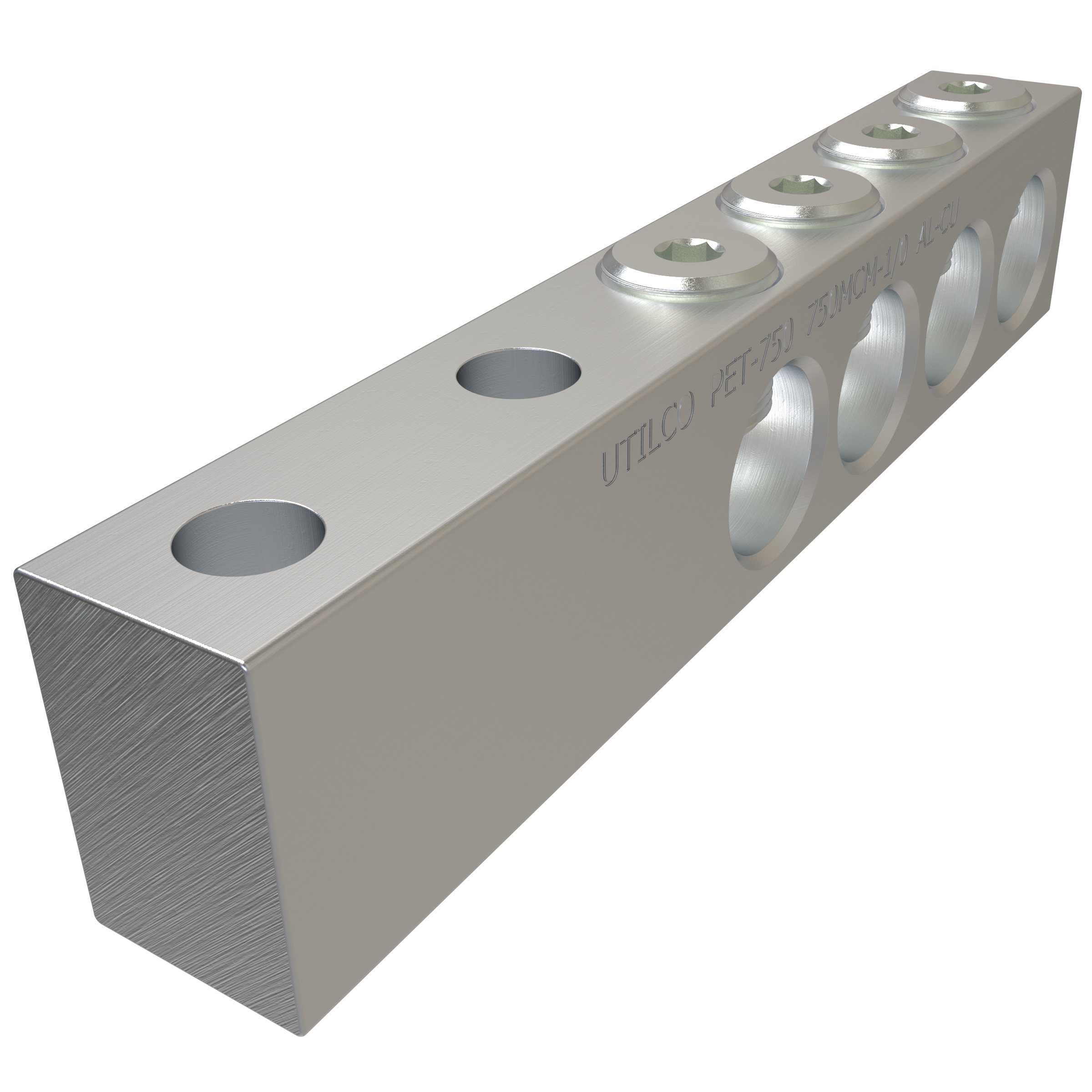 Product image for Ilsco PET-4-750-Z Aluminum Spade Type Transformer Lug, Dual Rated, Conductor Range 750-1/0, 4 Ports