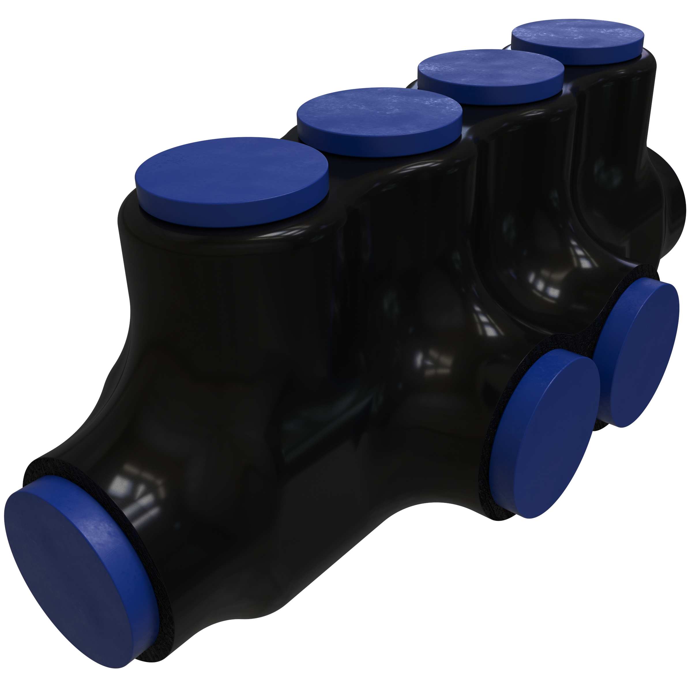 Product image for ILSCO PBTT-4-350-F 6.1 x 2.19 x 2.31 Inch Black Cover Blue Cap Plastisol Insulated Multi-Tap Connector