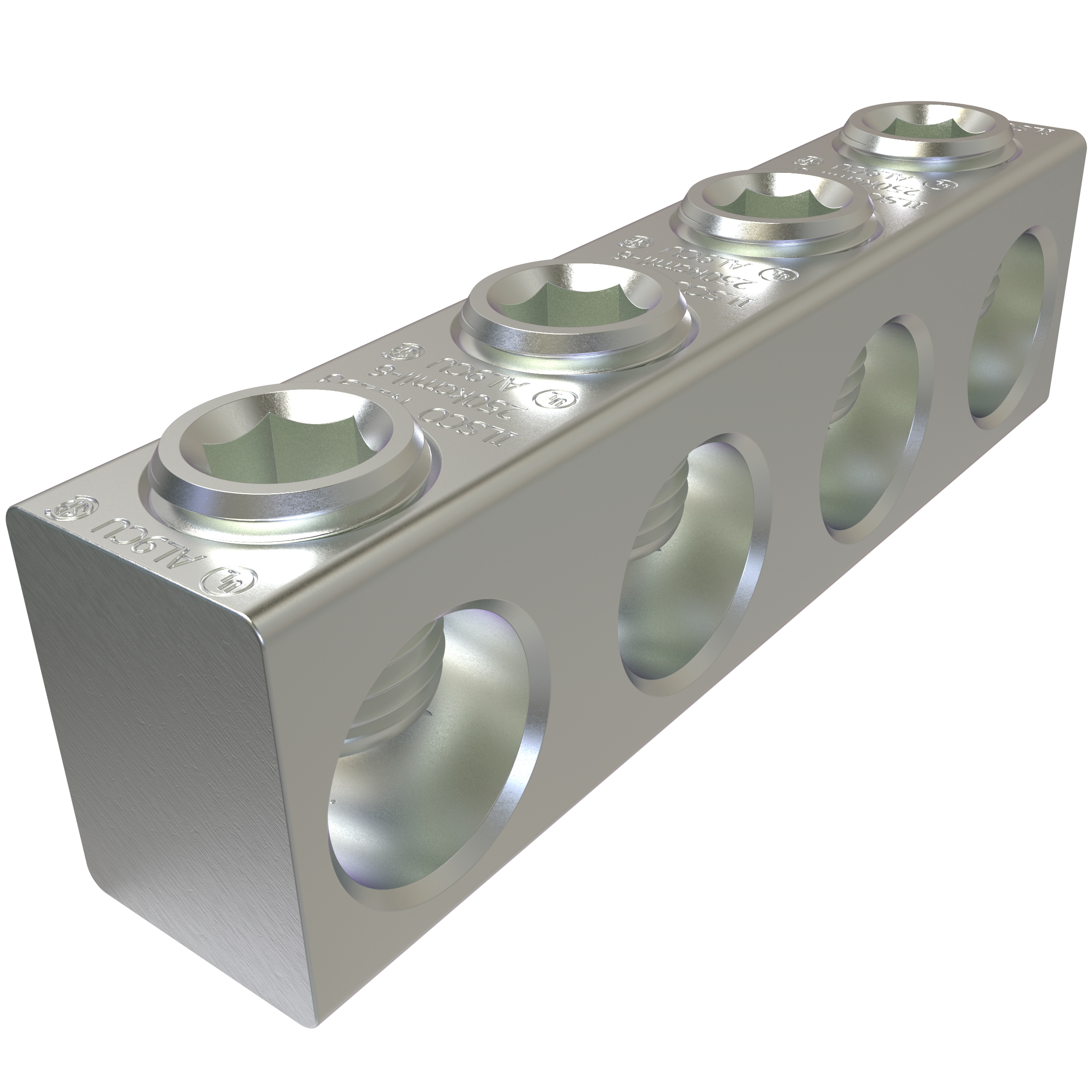 Product image for Ilsco PED-4-4/0-Z Aluminum Multi-Tap Connector, Dual Rated, Conductor Range 4/0-6, 4 Ports, UL