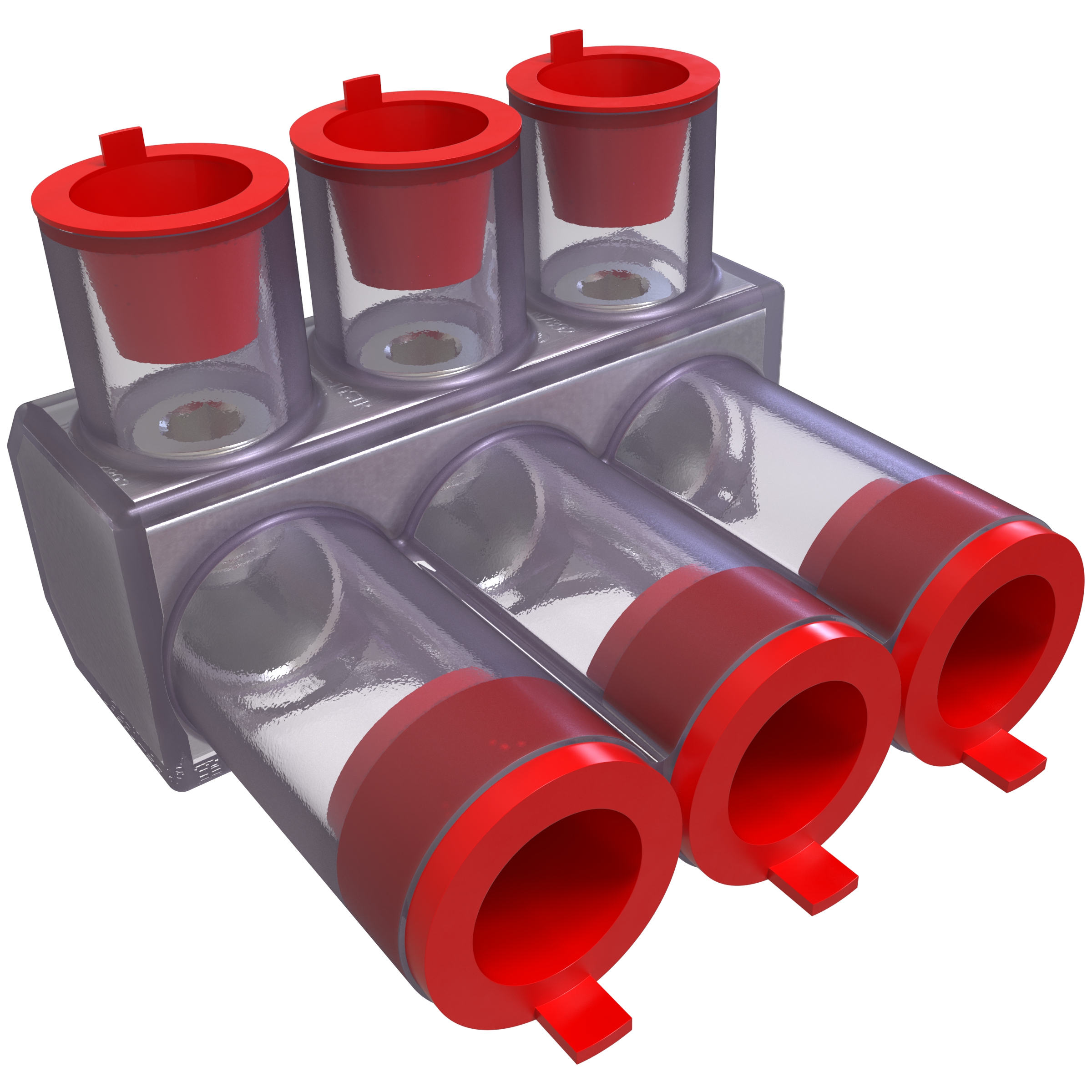 Product image for Ilsco PED-3-350-CP-Z Insulated Aluminum Multi-Tap Connector, Dual Rated, Conductor Range 350-10, 3 Ports