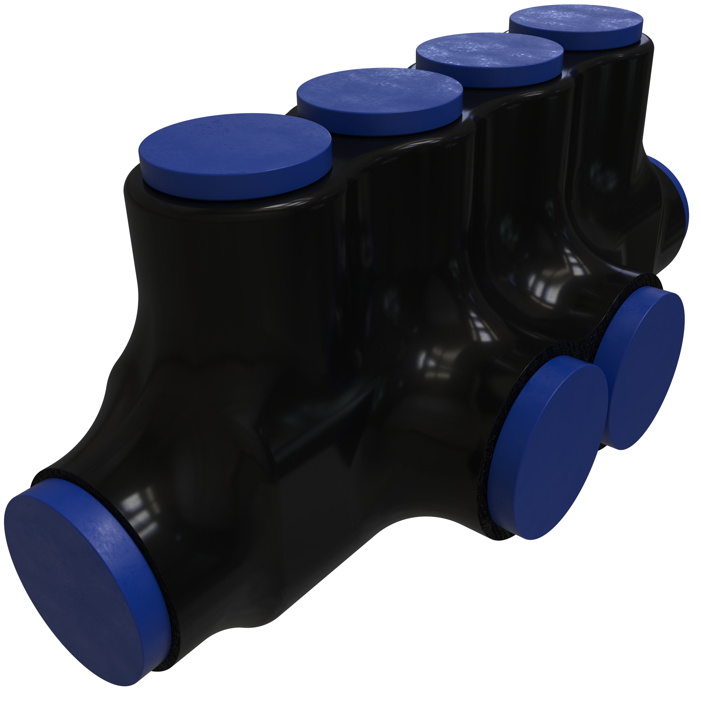 Product image for ILSCO PBTT-4-500-F 4 6.93 x 2.45 x 3 Inch Black Cover Blue Cap Plastisol Insulated Multi-Tap Connector