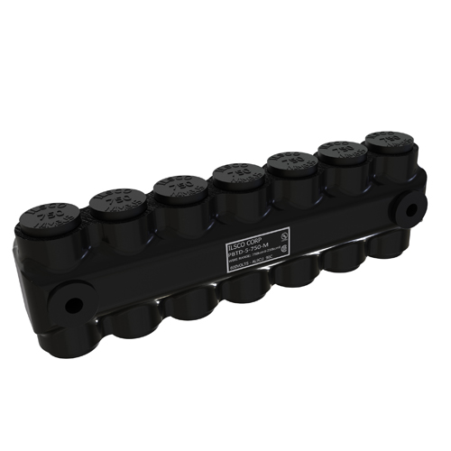 Product image for Ilsco PBTD-5-750-M Nimbus Insulated Aluminum Multi-Tap Connector, Conductor Range 750-250, 5 Ports, Dual Sided Entry, Mountable, Tin Plated, UL, CSA
