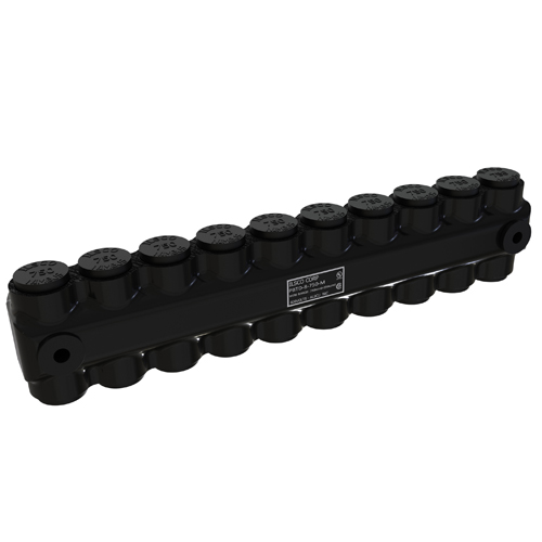 Product image for Ilsco PBTD-8-750-M Nimbus Insulated Aluminum Multi-Tap Connector, Conductor Range 750-250, 8 Ports, Dual Sided Entry, Mountable, Tin Plated, UL, CSA