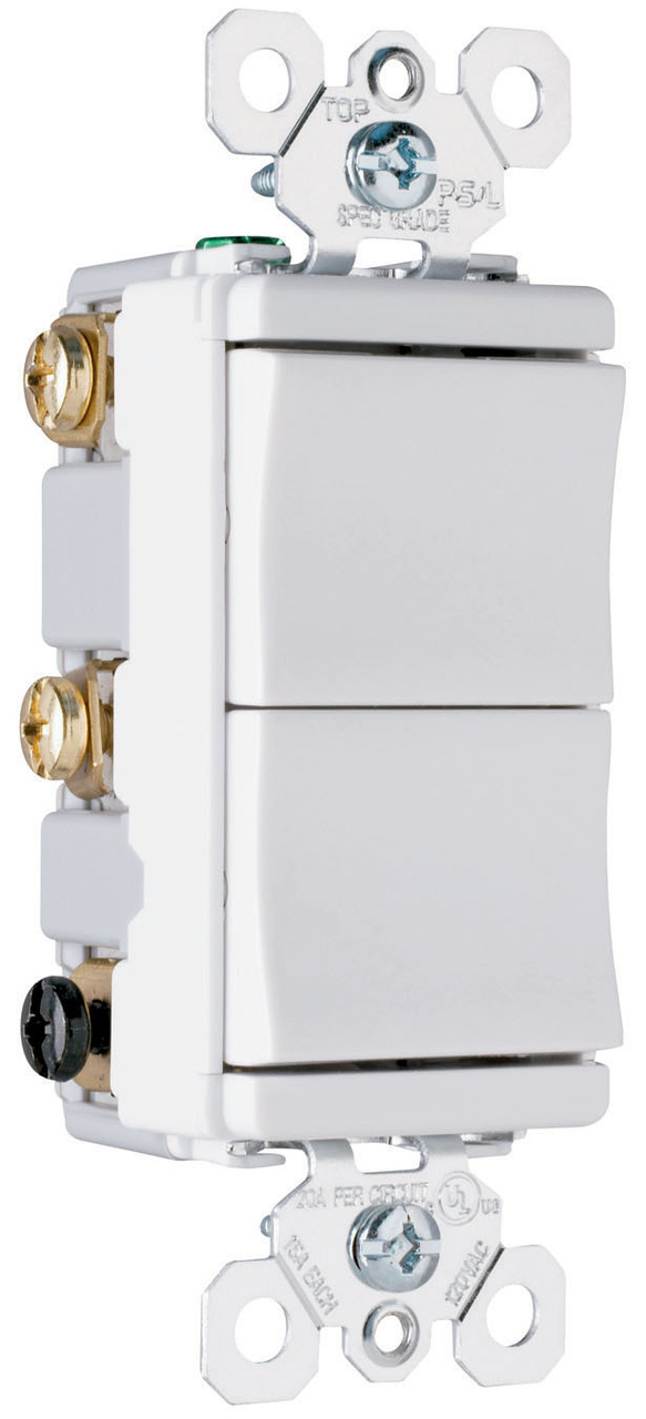 Product image for Pass & Seymour TM833-WCC Decorator Combo, Two 3-Way Switches, White