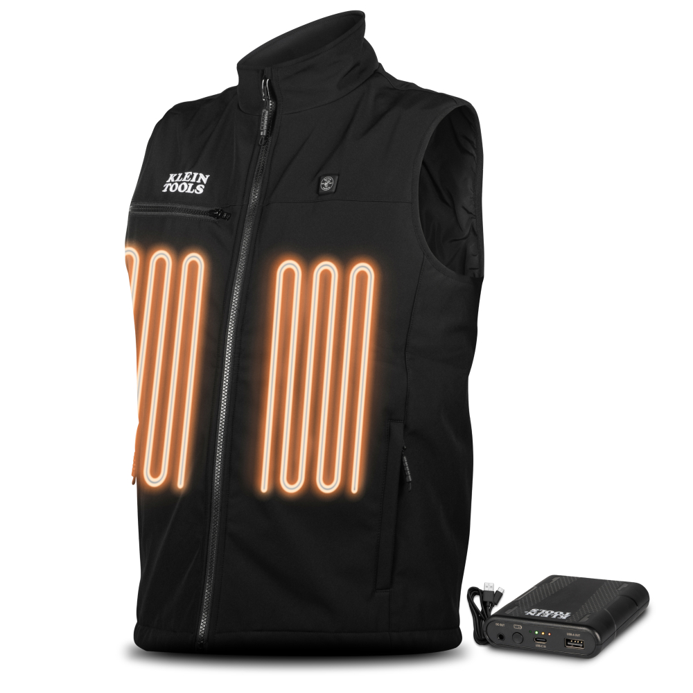 Product image for Klein 60954 Heated Base Layer Vest, Lightweight, Low Profile, includes Battery & Charging Cable - Large