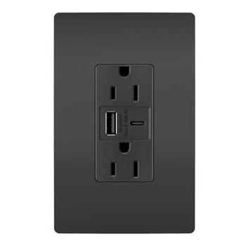 PAS R26USBAC6-BK PAS DECORA DUPLEX 15A 120V W/ USBA & USBC PORTS TAMPER RESISTANT BK FAST CHARGING