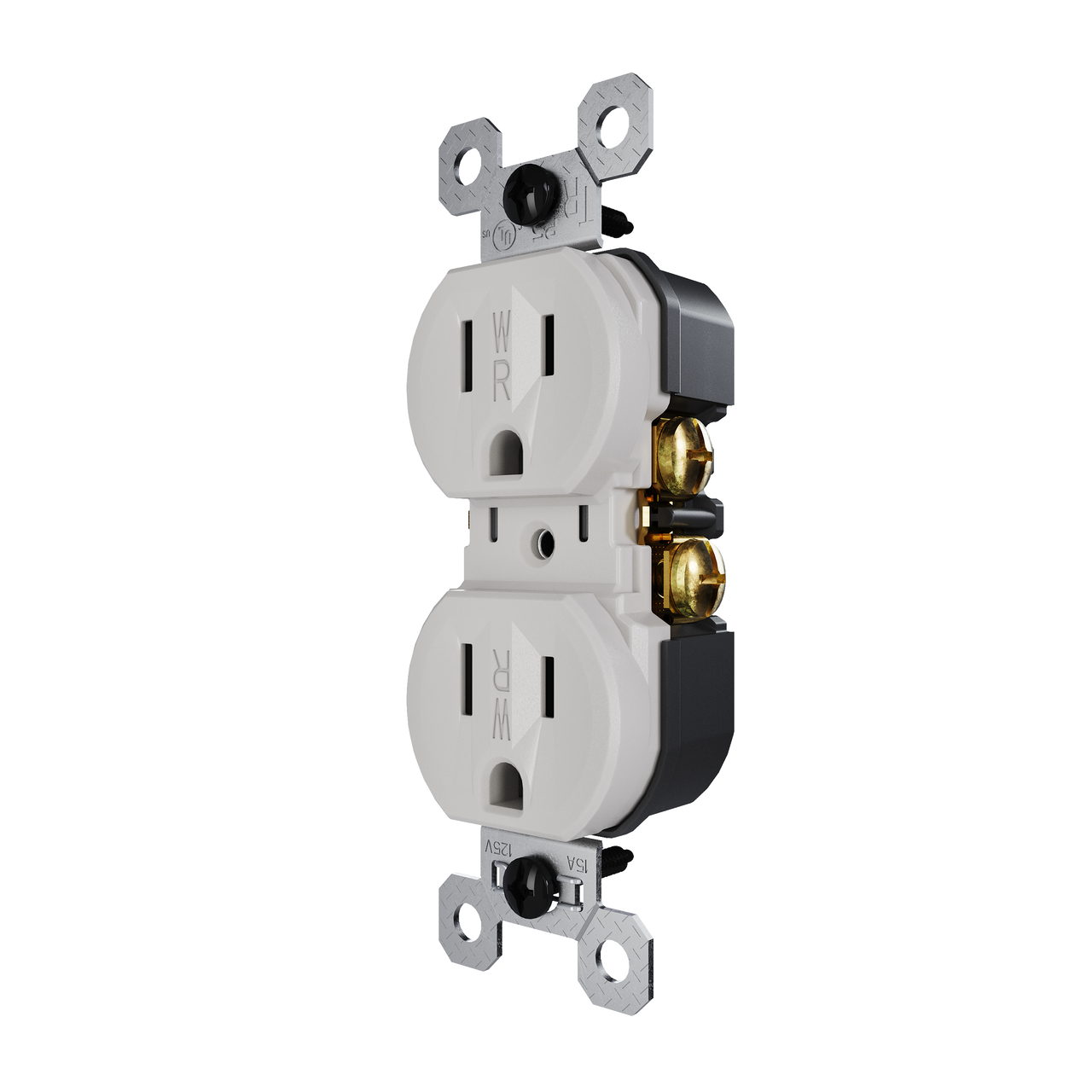 Product image for PAS 3232TREXWRGRY 15A 125V Tamper-Resistant External Pressure Plated Duplex Receptacle, Weather-Resistant, Gray