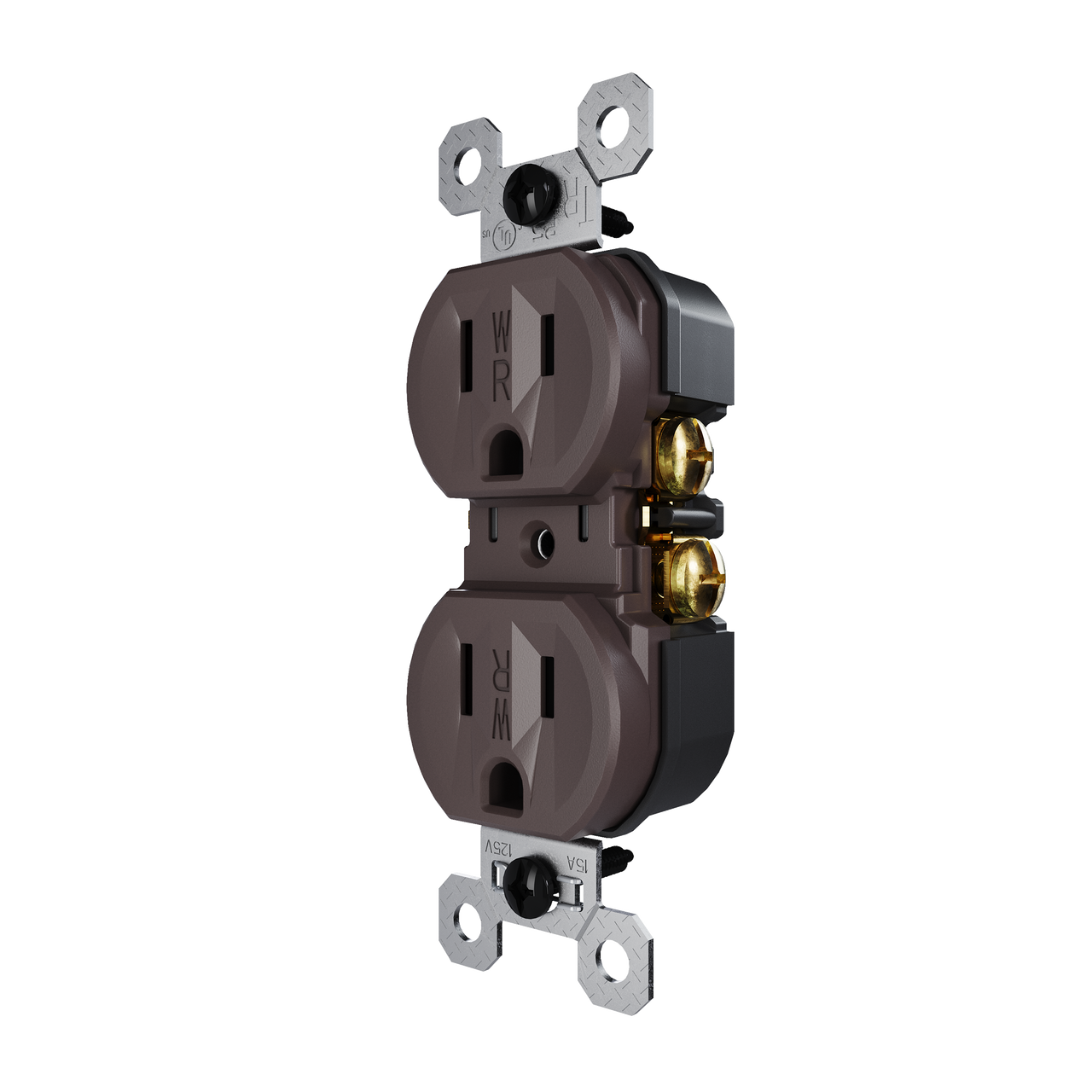 Product image for PAS 3232TREXWR 15A 125V Tamper-Resistant External Pressure Plated Duplex Receptacle, Weather-Resistant, Brown