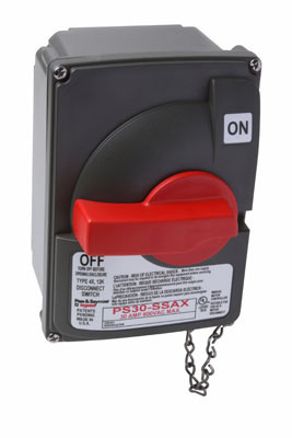 P&S PS30-SSAX 30A 600Vac Non-Fusible Safety Switch W/Aux. Contact