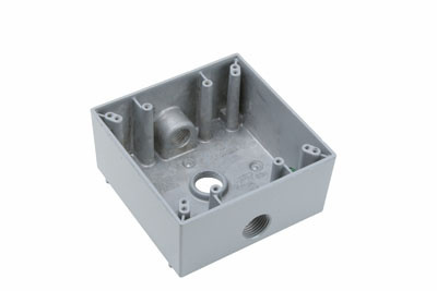 P&S WPB232 Weatherproof 2 Gang Box 3 Hole 1/2, 30.5 Cu.In.,Gray (1