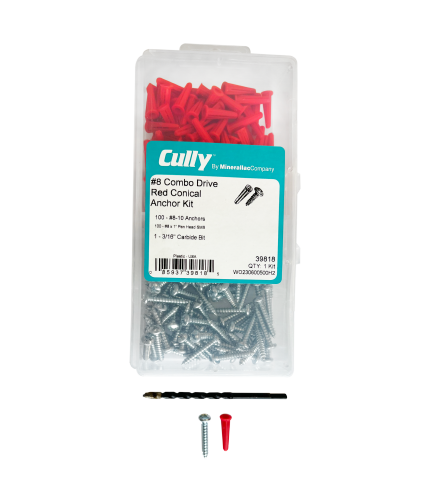 Cully 39818 #8 Phillips/Slotted Pan Head Red Conical Anchor Kit