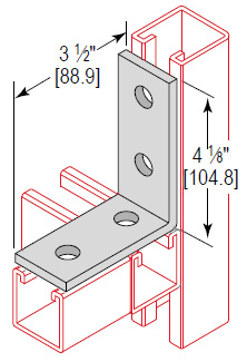Product image for Minerallac CA4H3WS6 4-Hole 3-Way Corner Angle, Type 316 Stainless Steel
