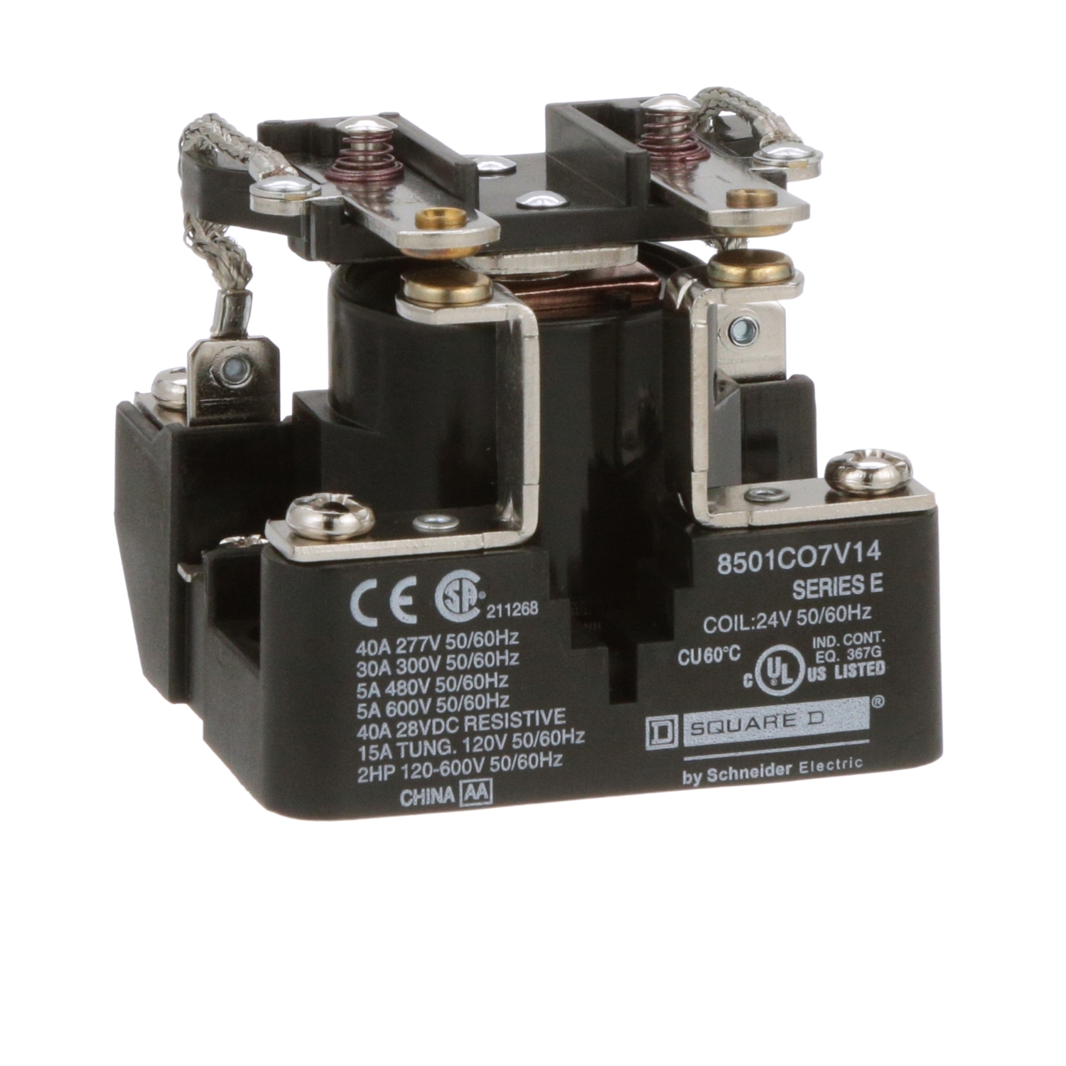 Power Relay, Type C, 2 hp, 30A resistive at 300 VAC, DPST, 2 normally open contacts, 24 VAC coil