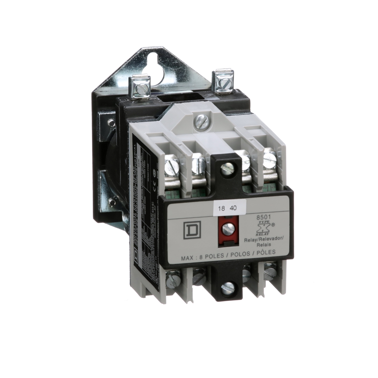 NEMA Control Relay, Type X, machine tool, 10A resistive at 600 VAC, 4 normally open contacts, 48 VDC coil